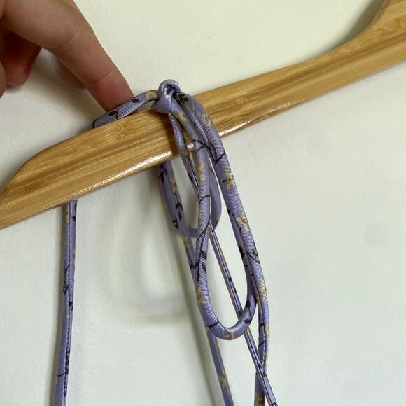 Zara Woman Floral Tie Straps Squared Neck Mini Slip Dress in Lilac Purple S - Picture 5 of 7